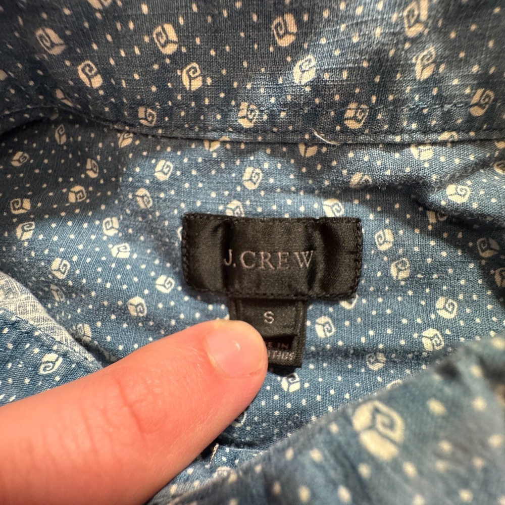 J Crew Shirt Mens Small Blue Geometric All Over Print Cotton Button Up - Picture 4 of 10
